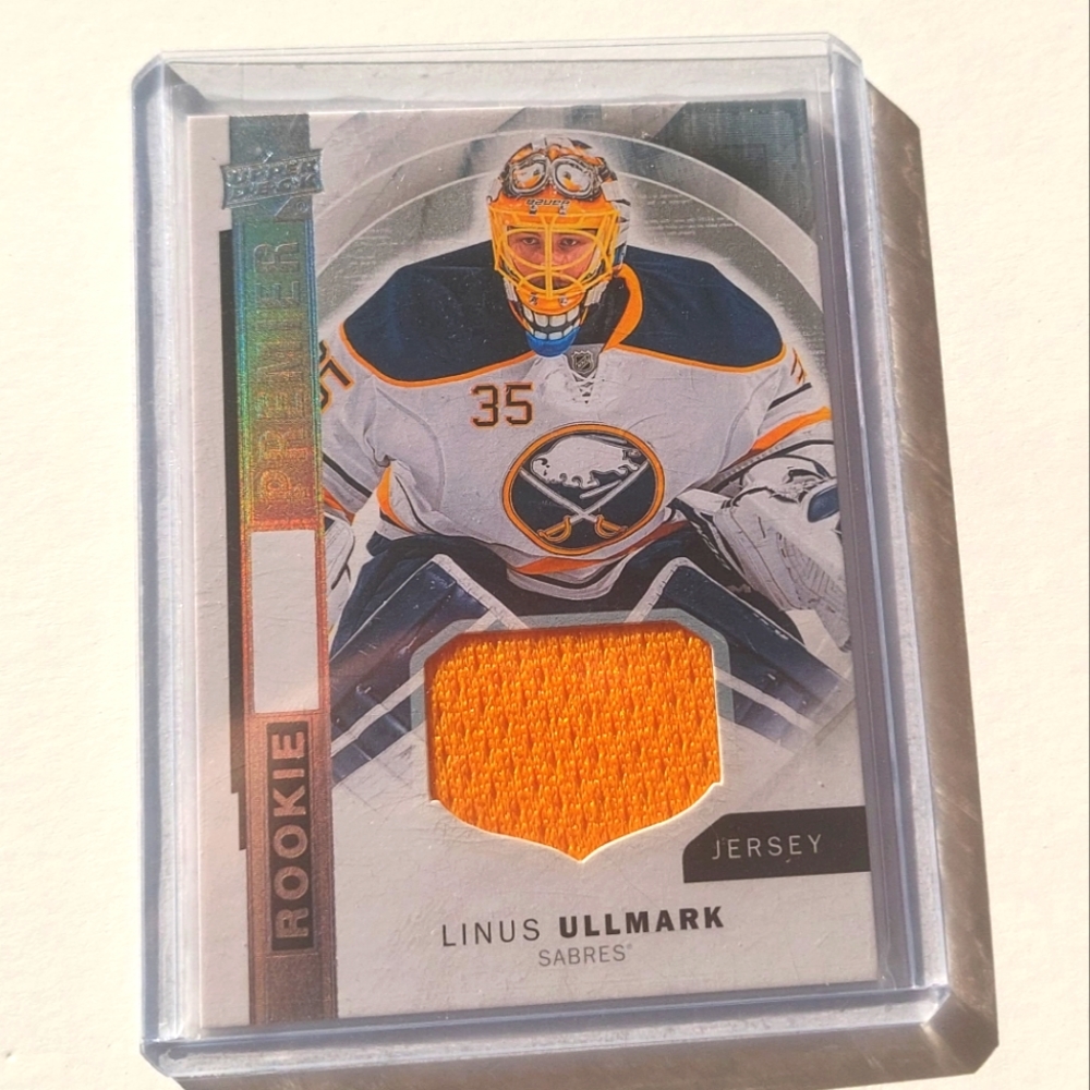 Linus Ullmark Upper Deck Premier Rookie Jersey Card Buffalo Sabres 2015/16